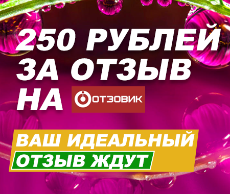 250 бонусных рублей за отзыв
